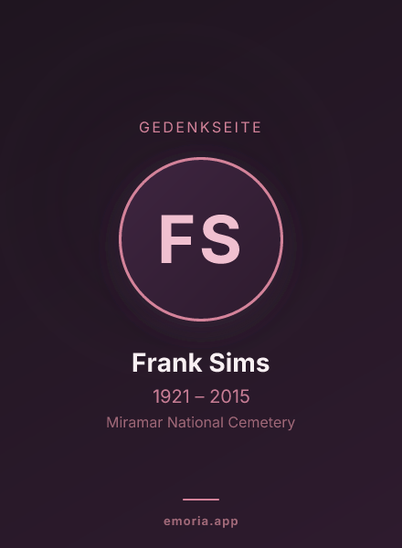 Gedenkportrait von Frank Sims