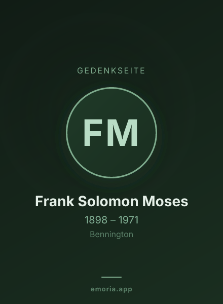 Gedenkportrait von Frank Solomon Moses