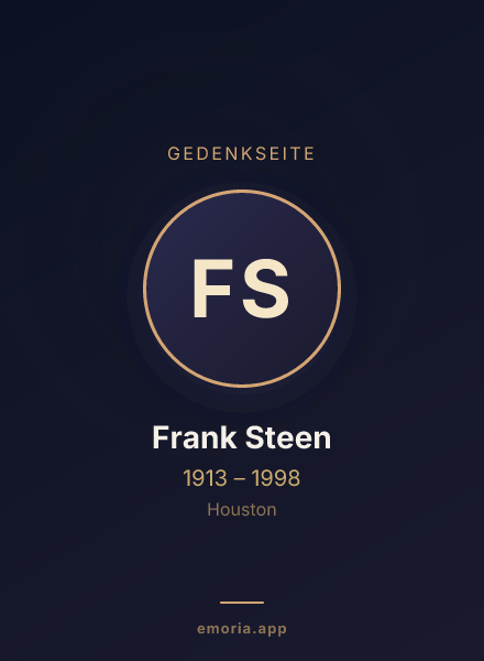 Gedenkportrait von Frank Steen