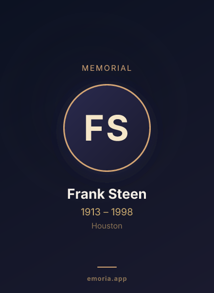 Memorial portrait of Frank Steen