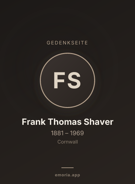 Gedenkportrait von Frank Thomas Shaver