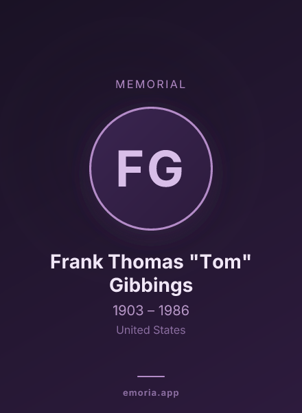 Memorial portrait of Frank Thomas "Tom" Gibbings