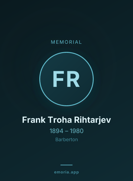 Memorial portrait of Frank Troha Rihtarjev