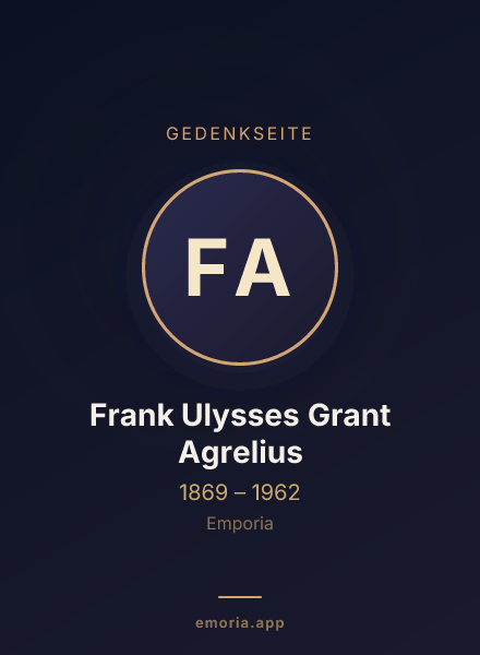 Gedenkportrait von Frank Ulysses Grant Agrelius