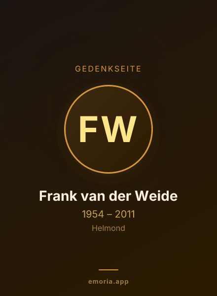 Gedenkportrait von Frank van der Weide
