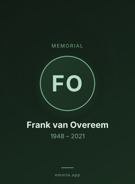 Memorial portrait of Frank van Overeem