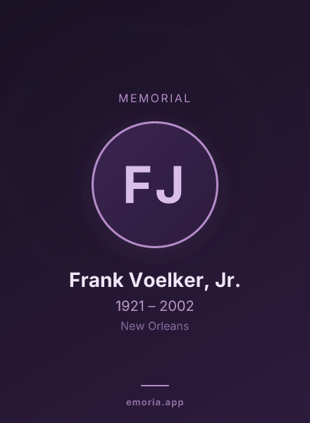 Memorial portrait of Frank Voelker, Jr.