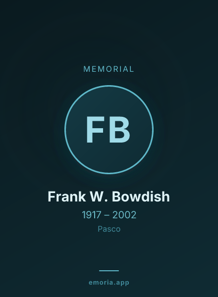 Memorial portrait of Frank W. Bowdish