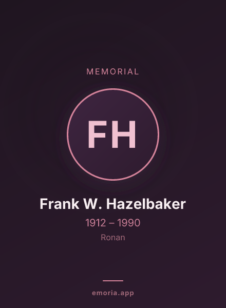 Memorial portrait of Frank W. Hazelbaker