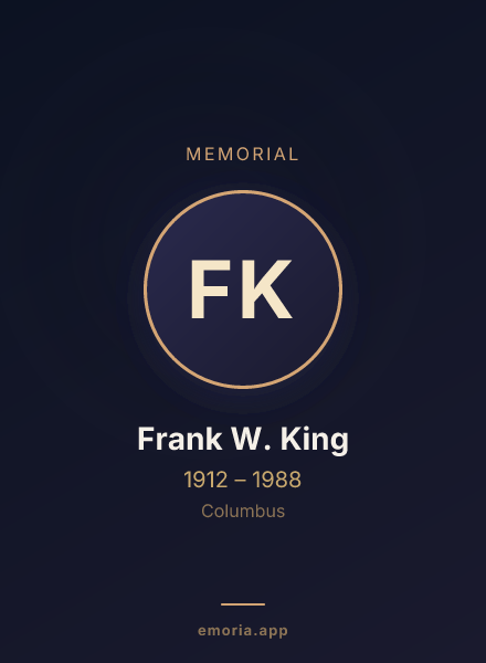 Memorial portrait of Frank W. King