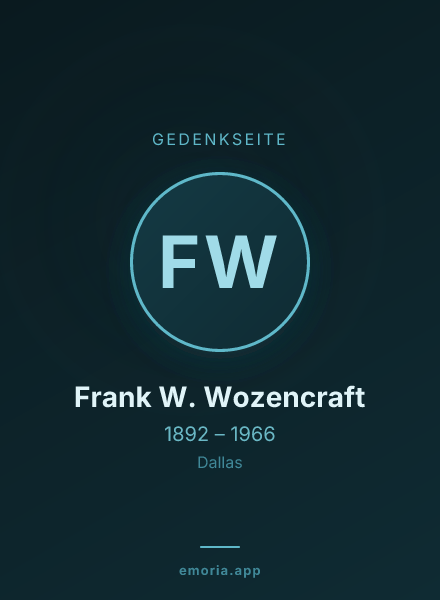 Gedenkportrait von Frank W. Wozencraft
