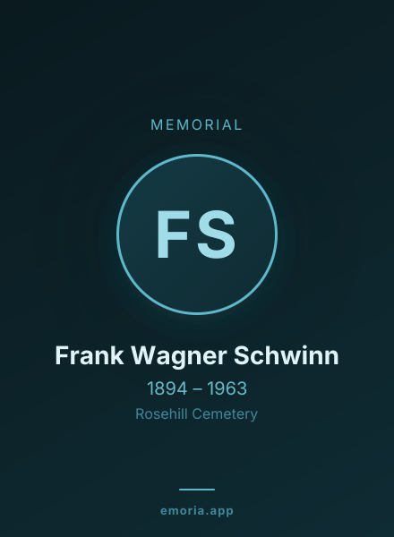 Memorial portrait of Frank Wagner Schwinn