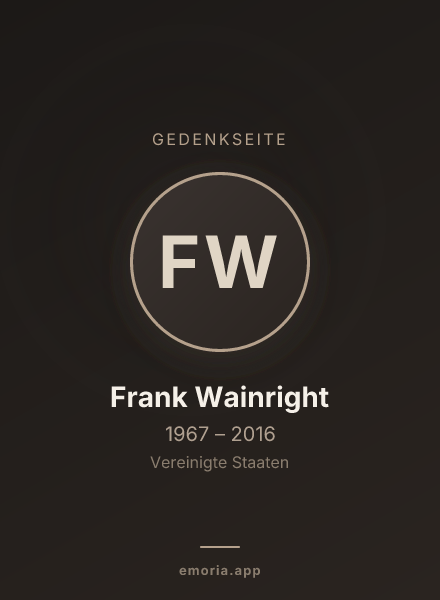 Gedenkportrait von Frank Wainright