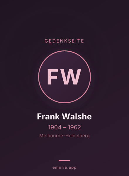 Gedenkportrait von Frank Walshe
