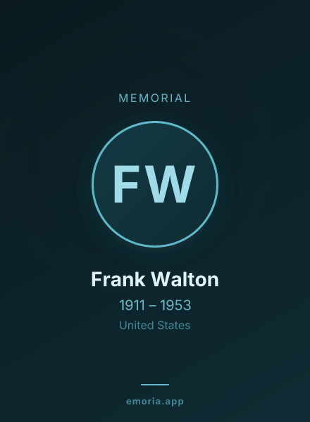 Memorial portrait of Frank Walton