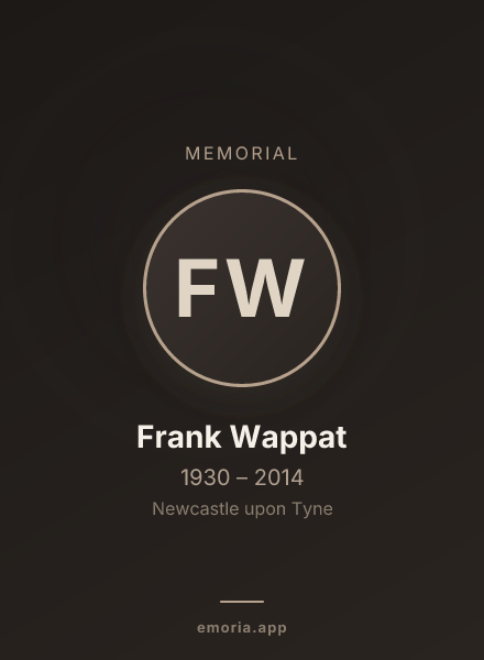 Memorial portrait of Frank Wappat