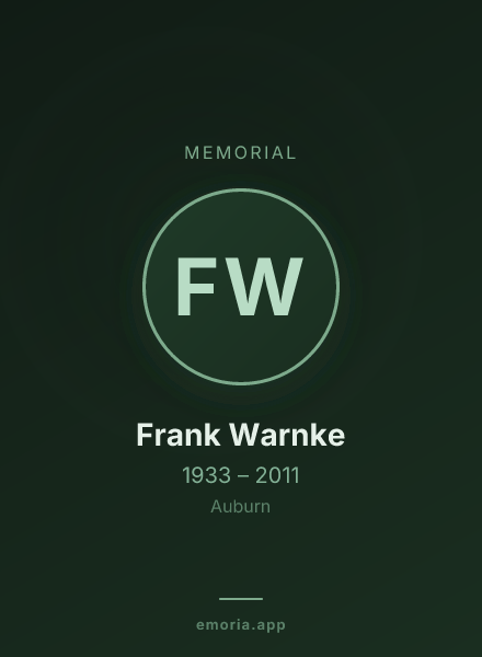 Memorial portrait of Frank Warnke
