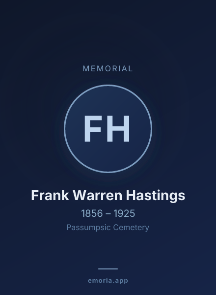 Memorial portrait of Frank Warren Hastings