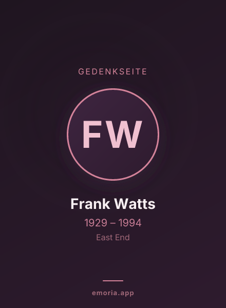 Gedenkportrait von Frank Watts