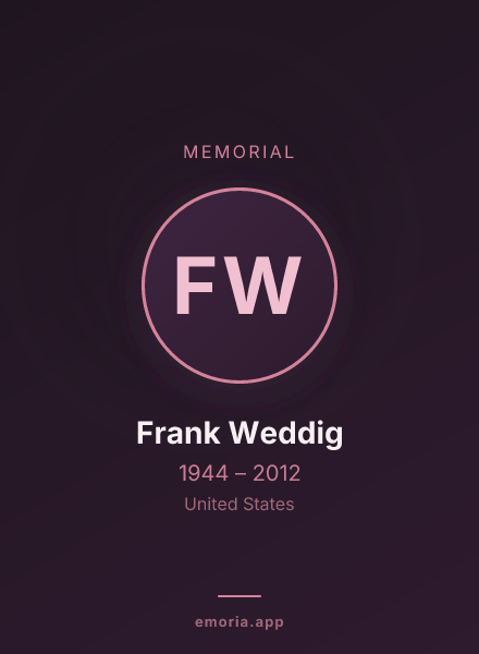 Memorial portrait of Frank Weddig