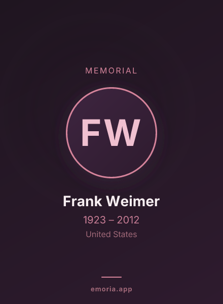 Memorial portrait of Frank Weimer
