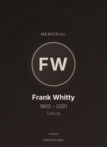 Memorial portrait of Frank Whitty