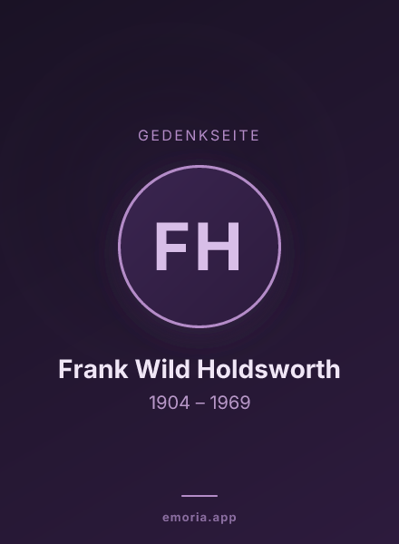 Gedenkportrait von Frank Wild Holdsworth