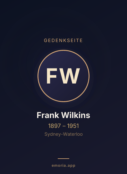 Gedenkportrait von Frank Wilkins