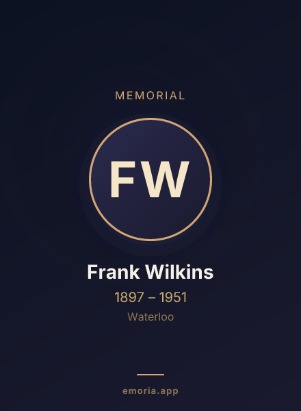 Memorial portrait of Frank Wilkins