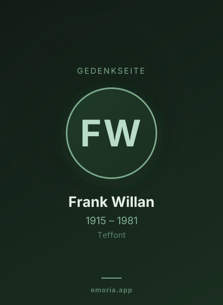 Gedenkportrait von Frank Willan