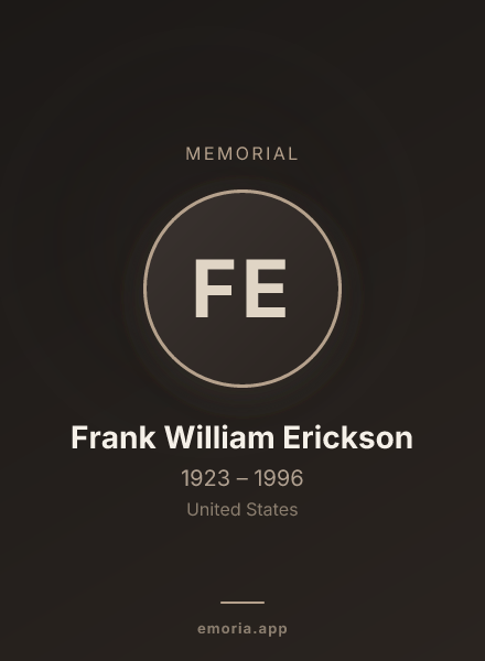 Memorial portrait of Frank William Erickson