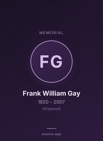 Memorial portrait of Frank William Gay