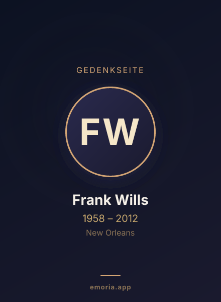 Gedenkportrait von Frank Wills