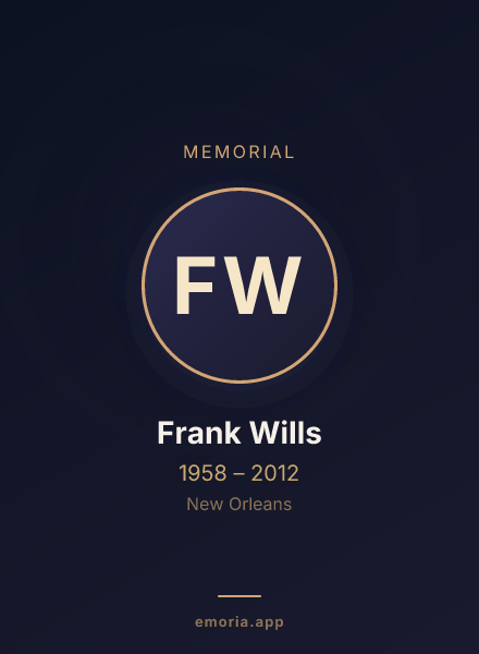 Memorial portrait of Frank Wills