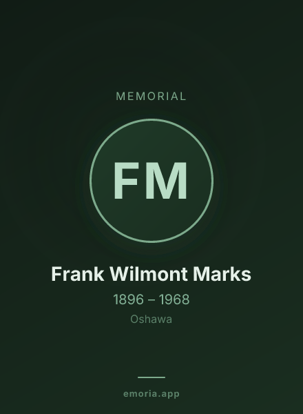 Memorial portrait of Frank Wilmont Marks