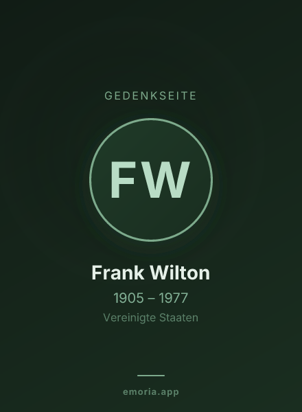 Gedenkportrait von Frank Wilton