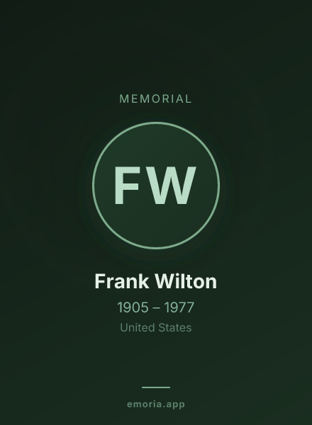 Memorial portrait of Frank Wilton