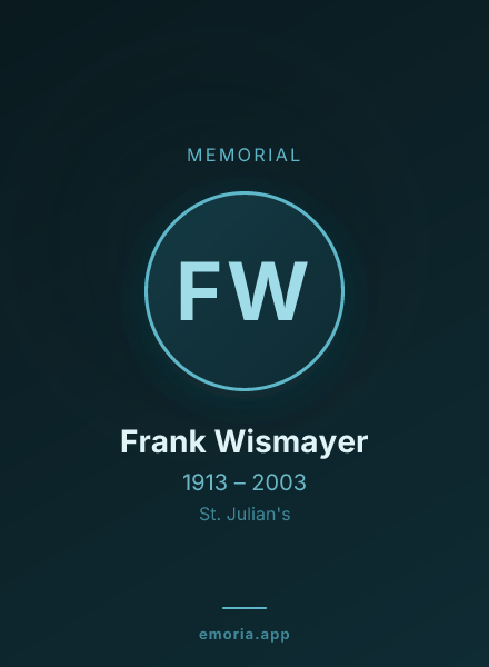Memorial portrait of Frank Wismayer
