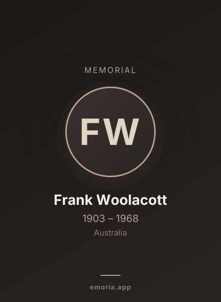 Memorial portrait of Frank Woolacott