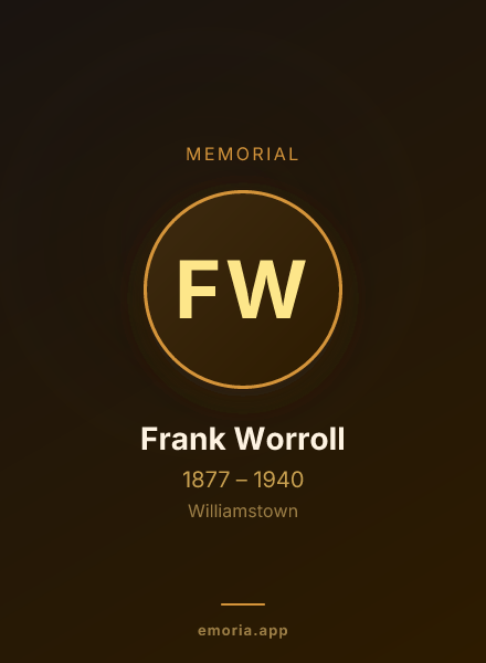 Memorial portrait of Frank Worroll
