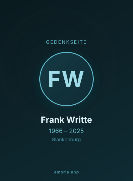 Gedenkportrait von Frank Writte