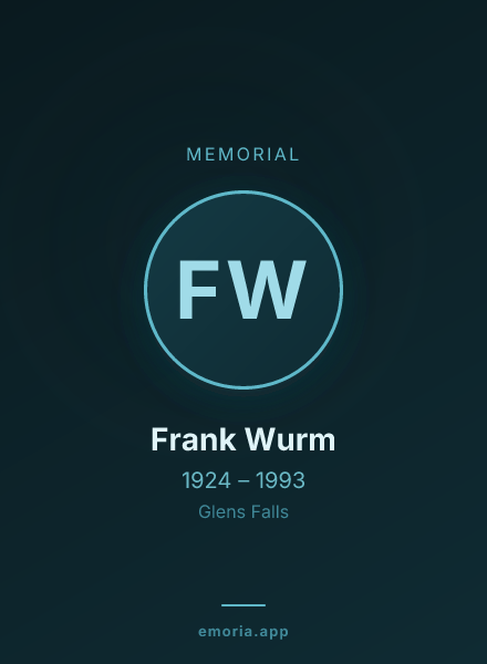 Memorial portrait of Frank Wurm