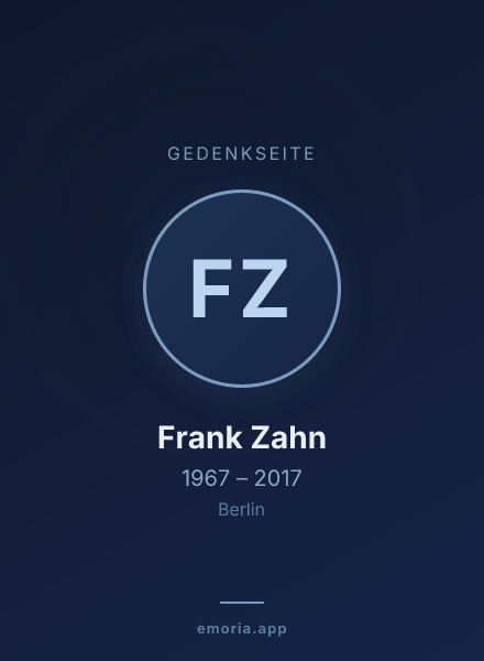 Gedenkportrait von Frank Zahn