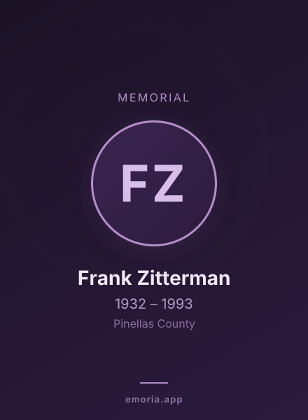 Memorial portrait of Frank Zitterman