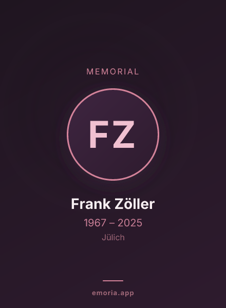 Memorial portrait of Frank Zöller