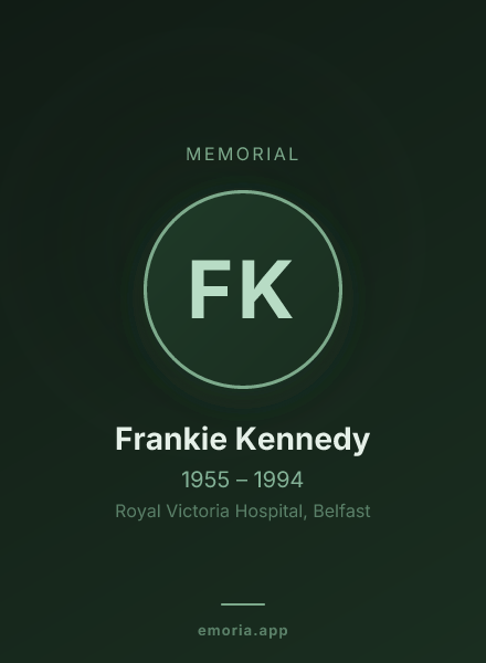 Memorial portrait of Frankie Kennedy