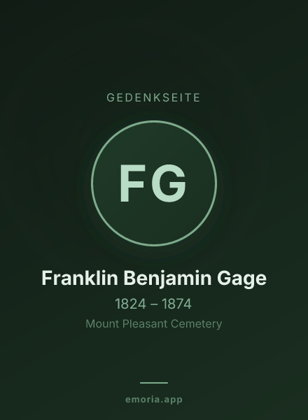 Gedenkportrait von Franklin Benjamin Gage