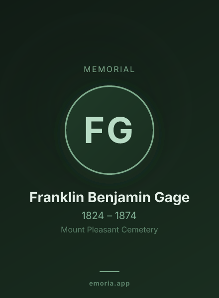 Memorial portrait of Franklin Benjamin Gage