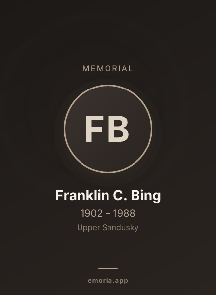 Memorial portrait of Franklin C. Bing