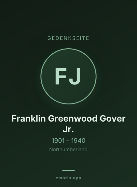 Gedenkportrait von Franklin Greenwood Gover Jr.